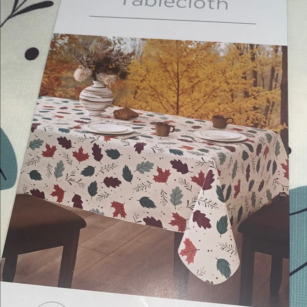 Kirkton House Leaf‎ Print Vinyl Tablecloth oblong 60”x84” New